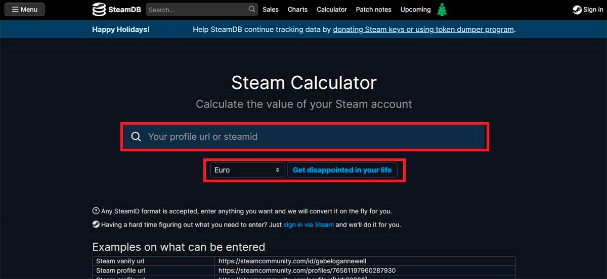 Pegar URL perfil de Steam