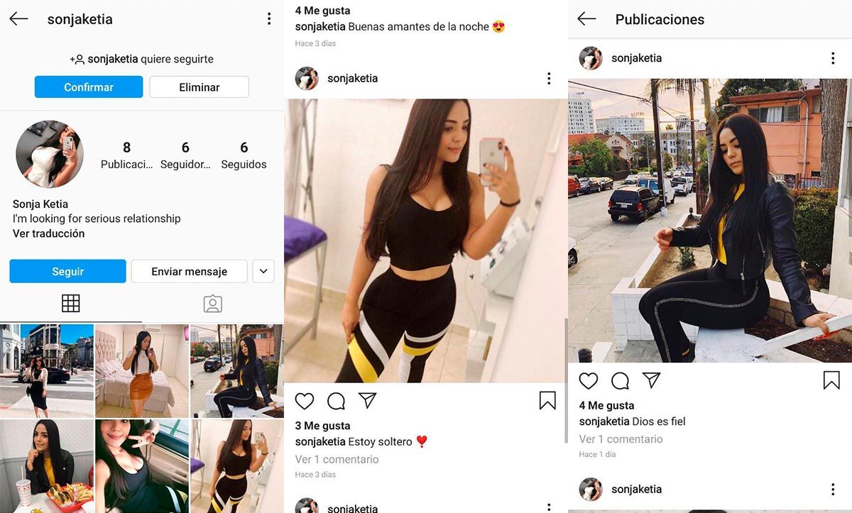 Perfil de chica que busca relacion en Instagram