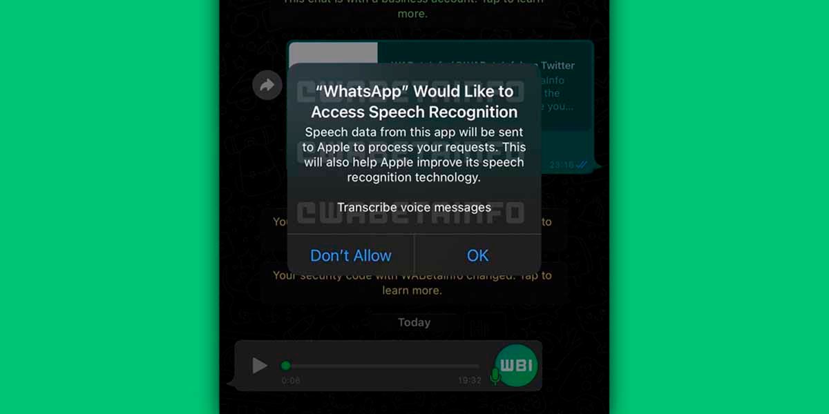Permiso especial WhatsApp transcribir notas de voz
