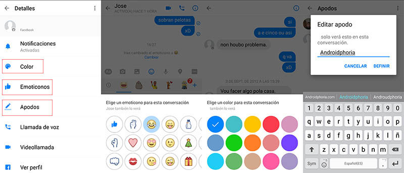 Personalizar conversaciones Facebook Messenger