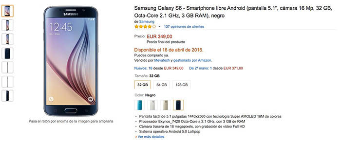 Precio Galaxy S6 oferta comprar