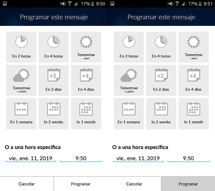 Programar email en Gmail Android Paso 6