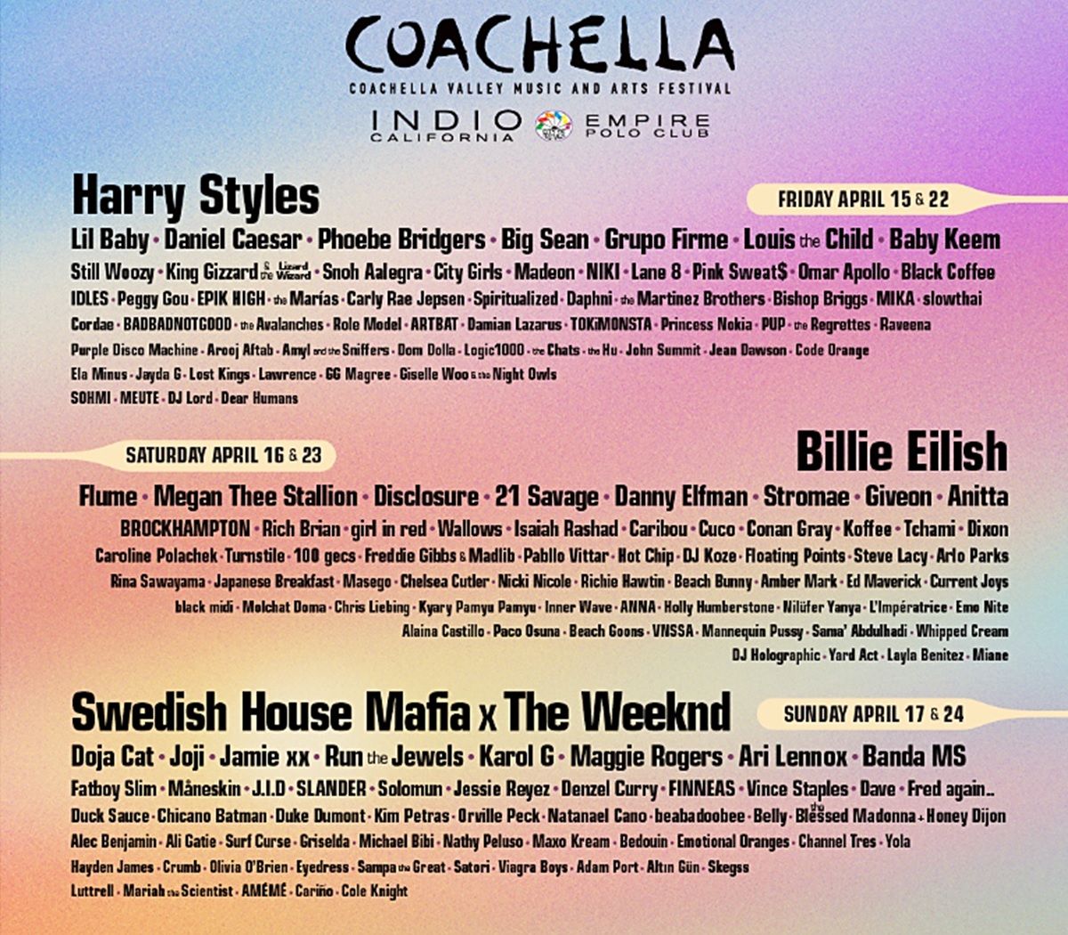 Quienes se presentaran en Coachella 2022