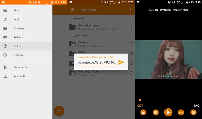 Reproducir videos de YouTube en VLC Android