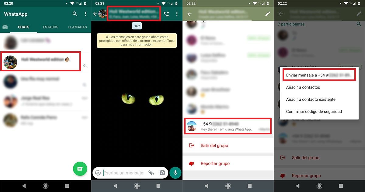 Responder a un contacto sin agregarlo en un grupo WhatsApp