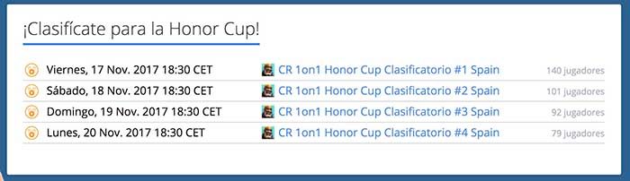 Rondas clasificacion Honor Cup