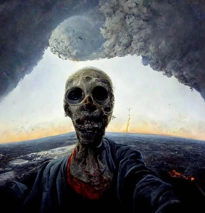 Selfie del fin del mundo generada por una inteligencia artificial