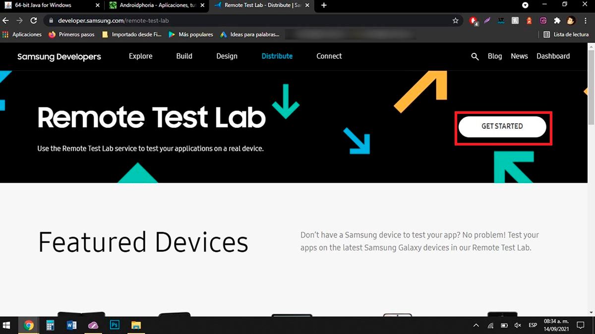 Sitio web de prueba de Samsung