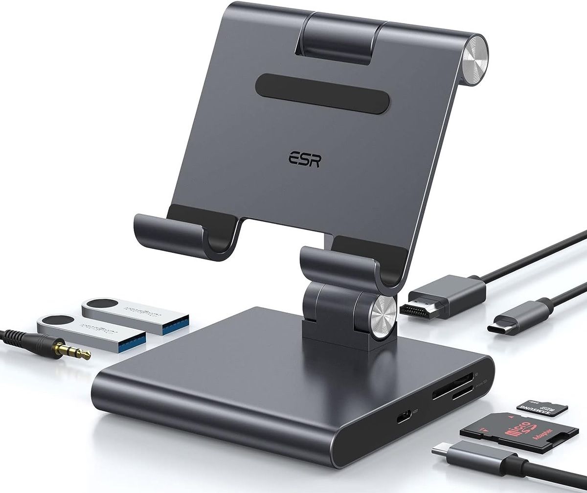 Soporte ajustable con USB-C ESR 8 en 1 para iPads