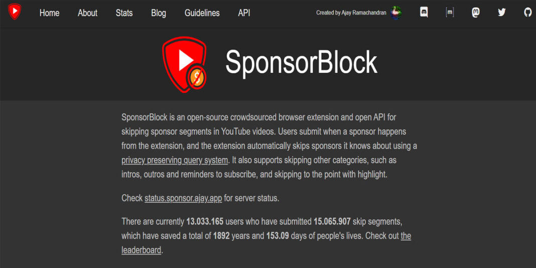 sponsorblock extension