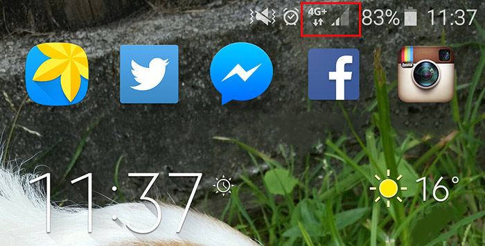 Símbolo cobertura 4G Android