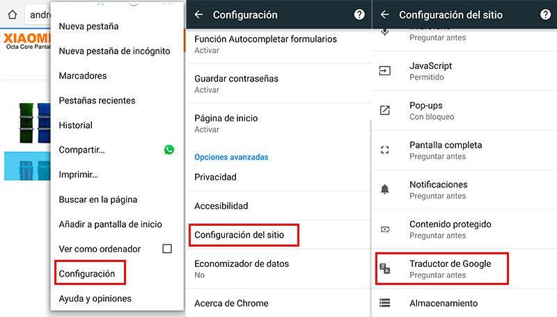 Traducir con Chrome en Android