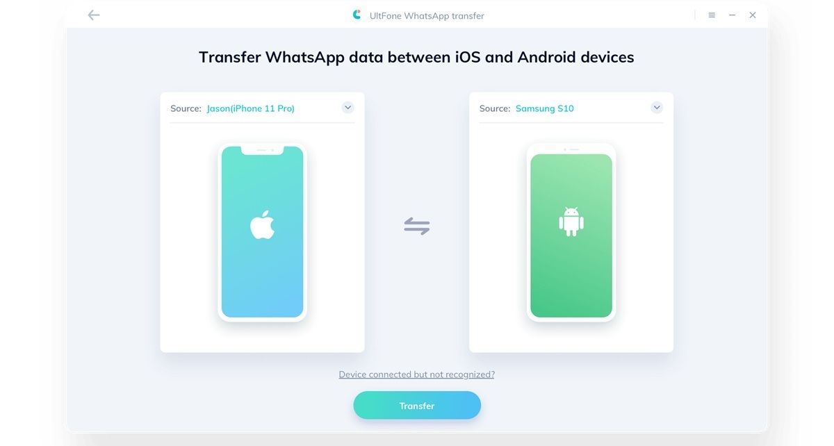 Transferencia de Whatsapp de Ultfone - primer paso