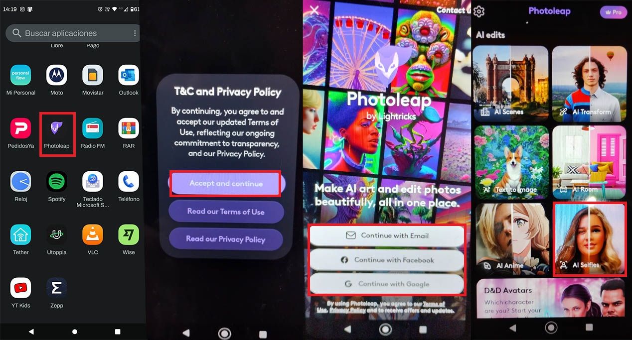Transformar selfies con inteligenia artificial en Photoleap
