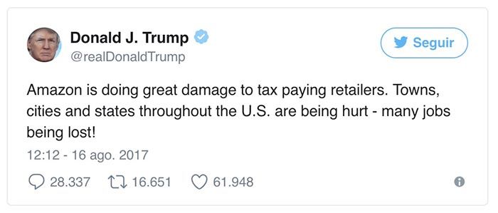 Trump tweet contra amazon