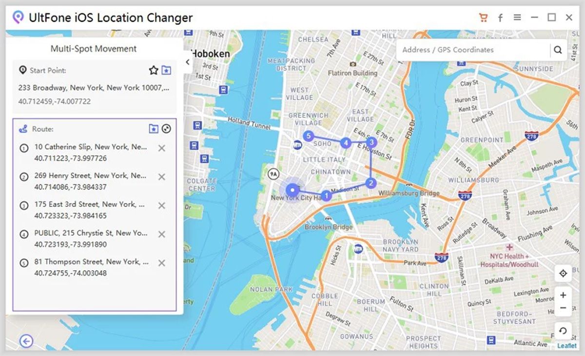 UltFone iOS Location Changer interface