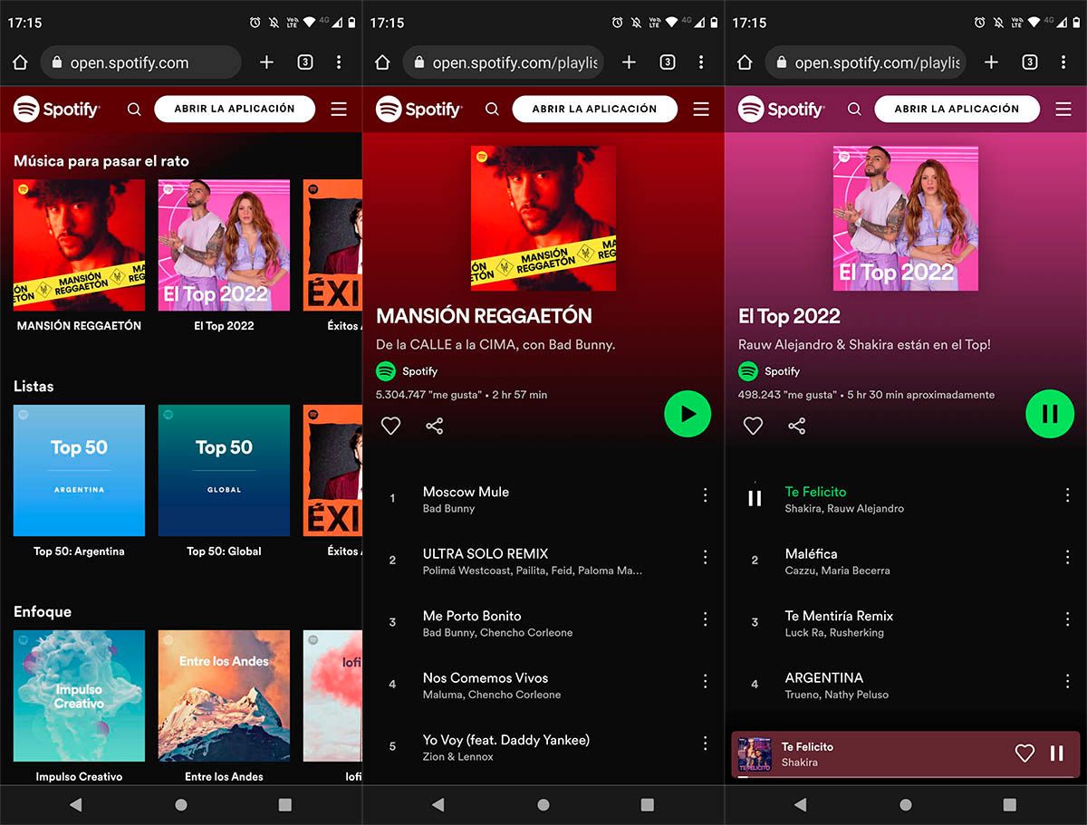Usar Spotify en Android sin descargar la app