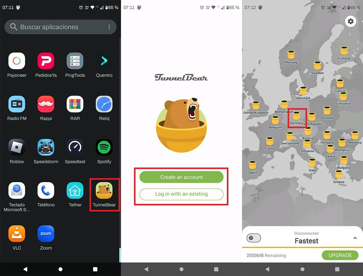 Usar VPN Tunnel Bear en Android
