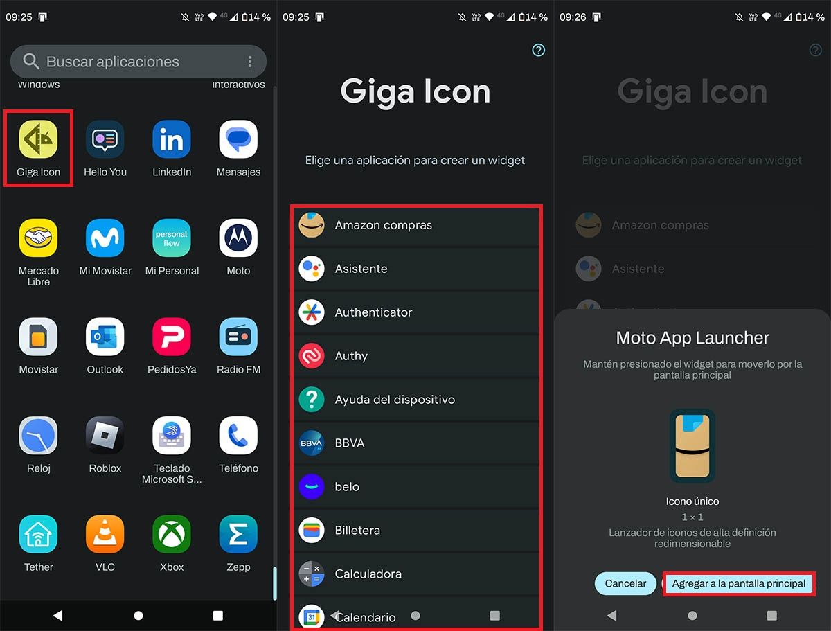 Usar app Giga Icon en Android