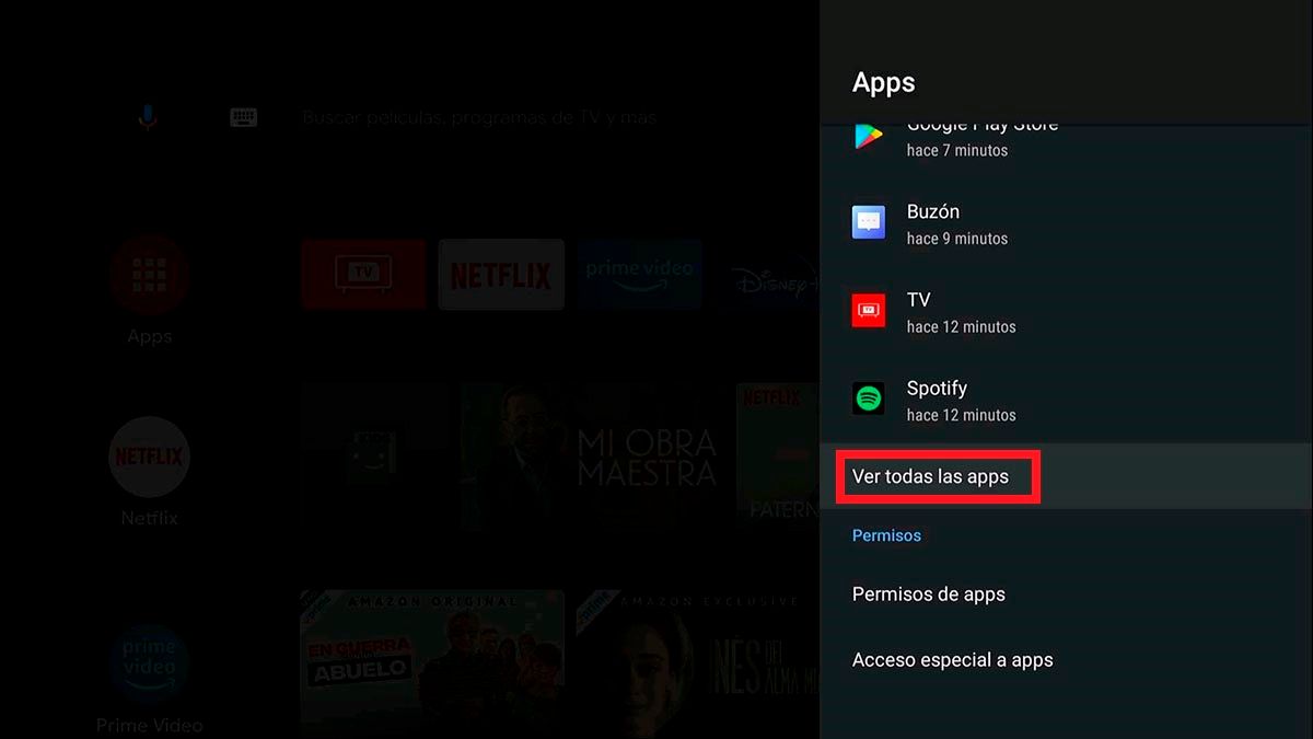 Ver todas las apps Android TV