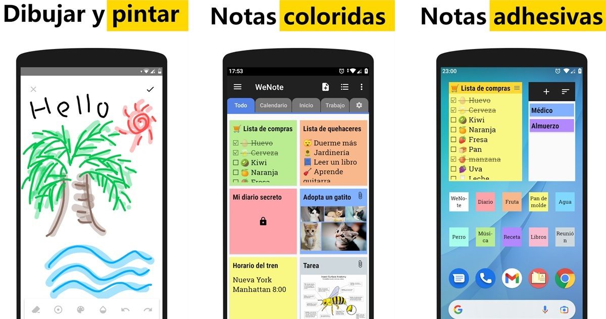 WeNote app para tomar notas a mano con lapiz en android