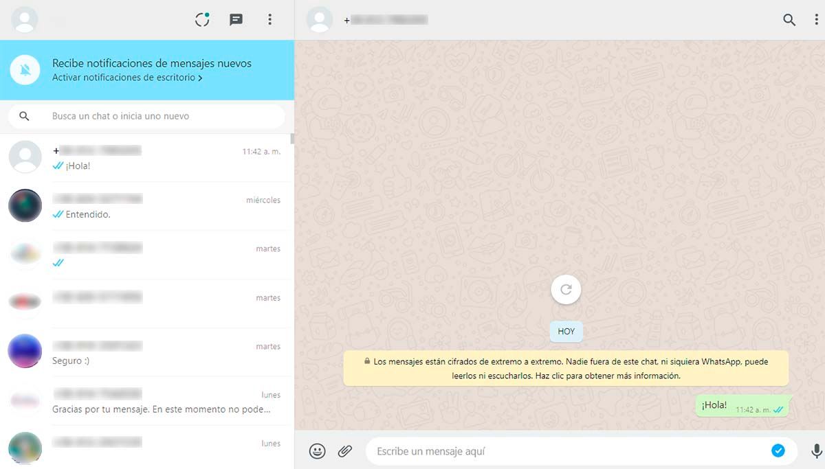 WhatsApp Web chat sin añadir contacto iniciar conversación