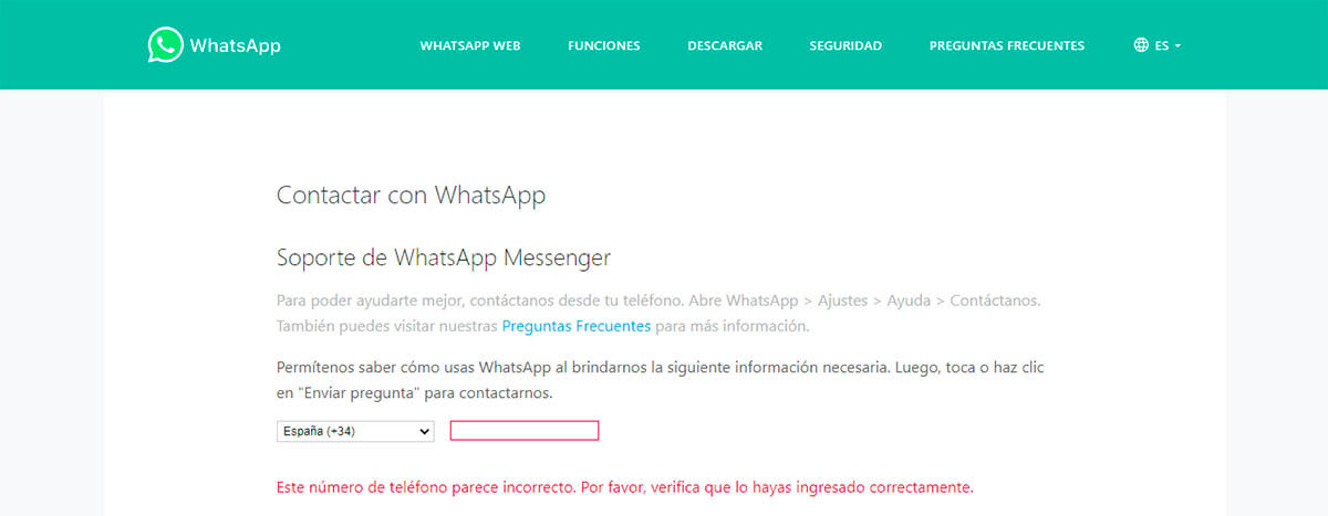 WhatsApp Web soporte