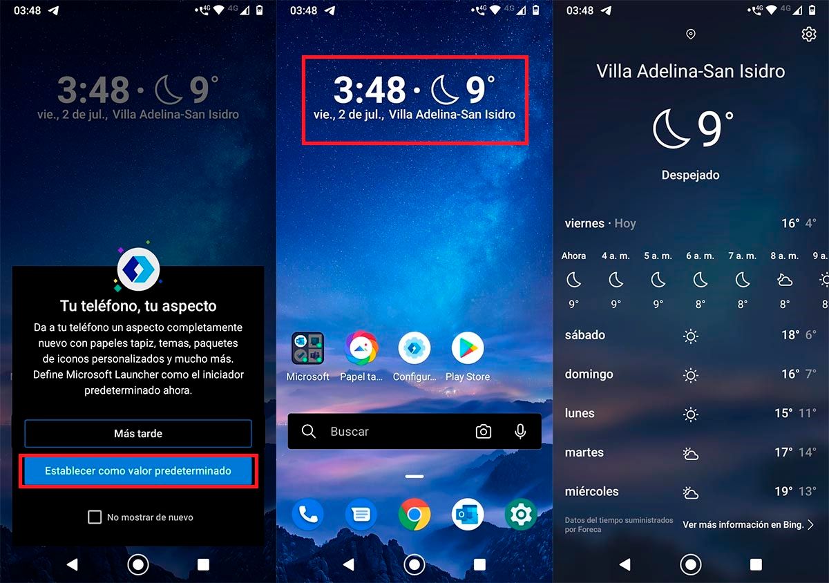 Widget clima y reloj Android Go