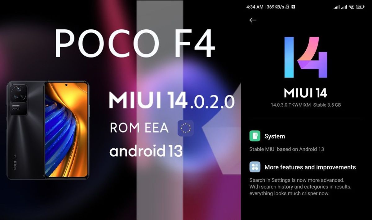 Xiaomi 11T POCO F4 actualizacion a Android 13 MIUI 14