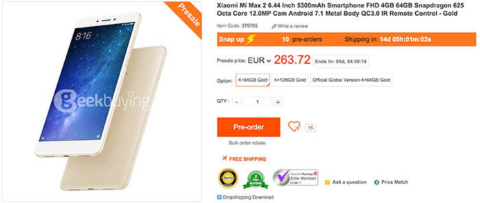 Xiaomi Mi Max 2 oferta flash