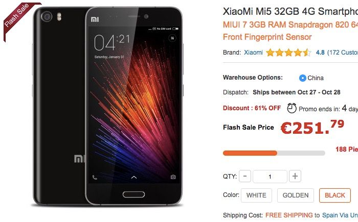 Xiaomi Mi5 por 250 euros