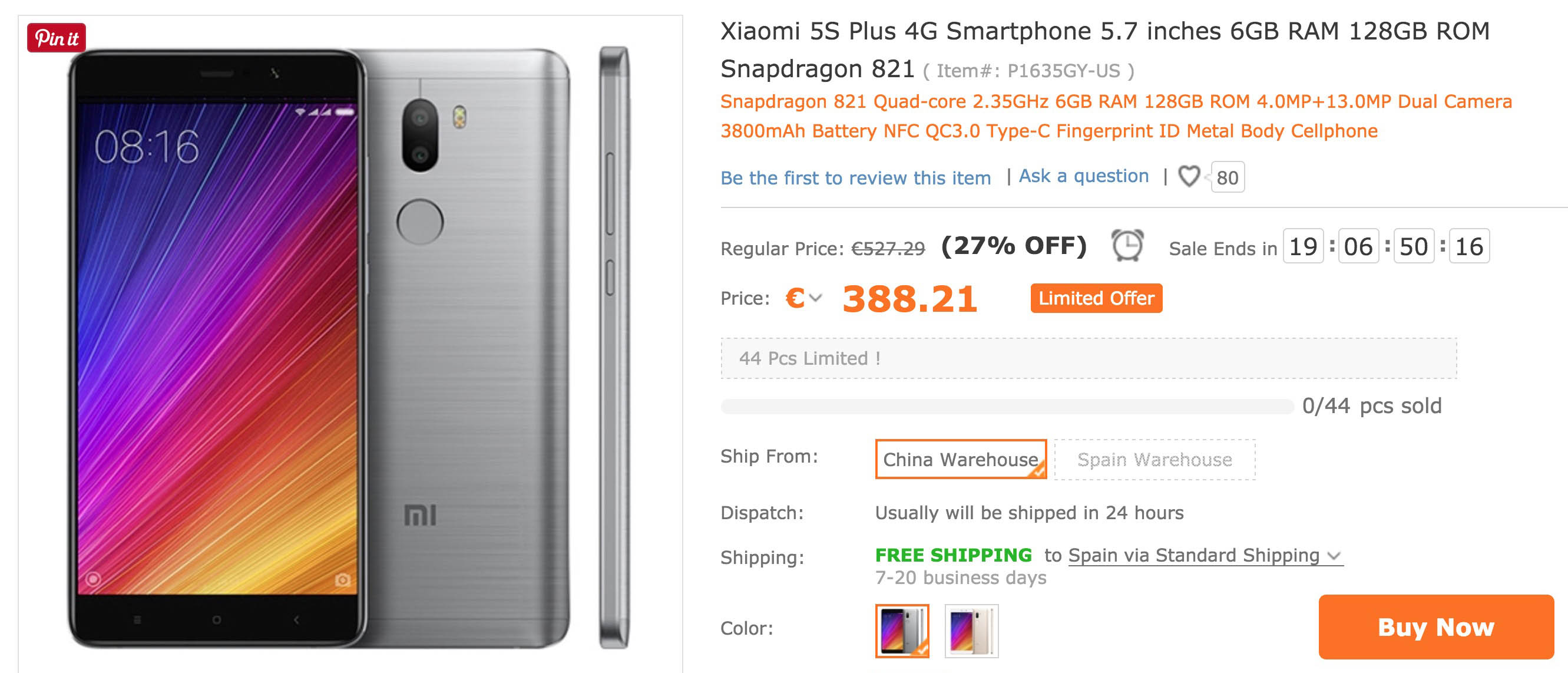 Xiaomi Mi5s Plus 128 GB oferta