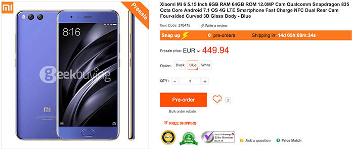 Xiaomi Mi6 oferta