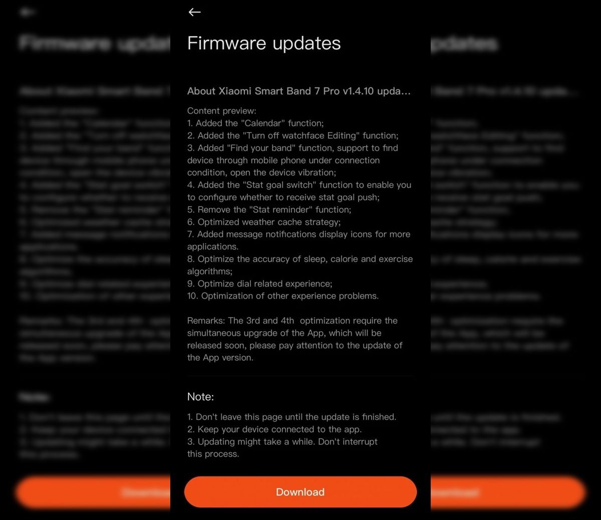 Xiaomi Smart Band 7 Pro firmware version 1.4.70