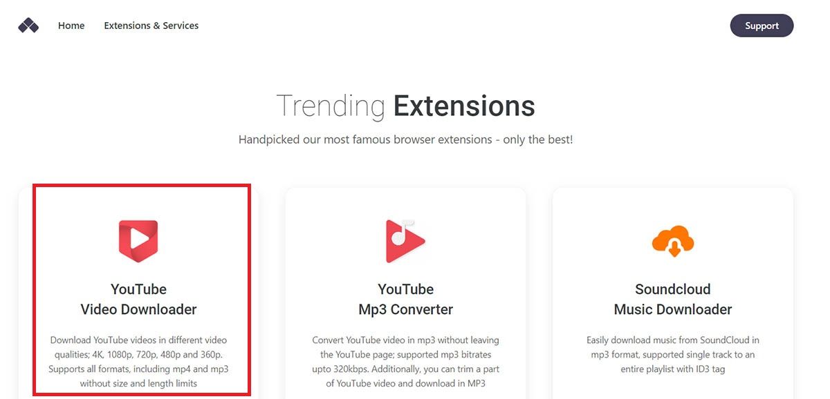 YouTube Video Downloader extension para Chrome