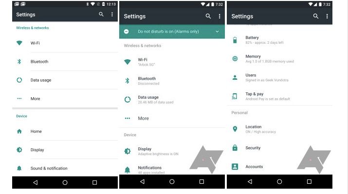 ajustes android n