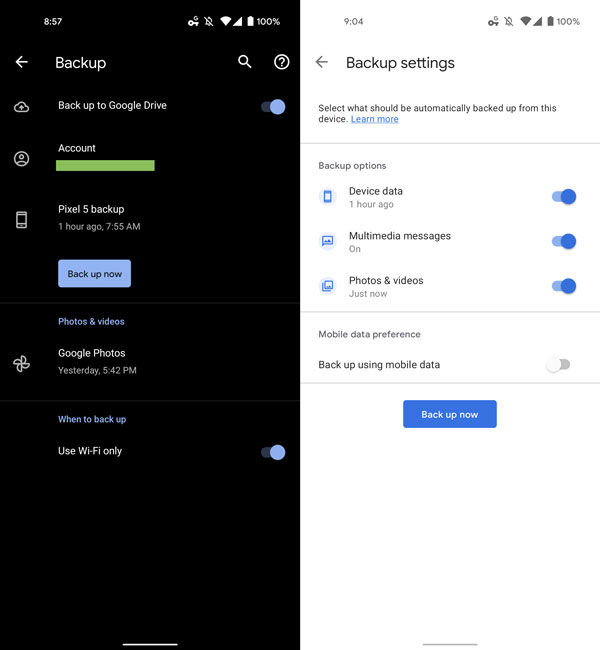 Android integra Backup de Google One