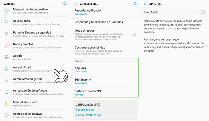 Desactivar apps accesibilidad Android