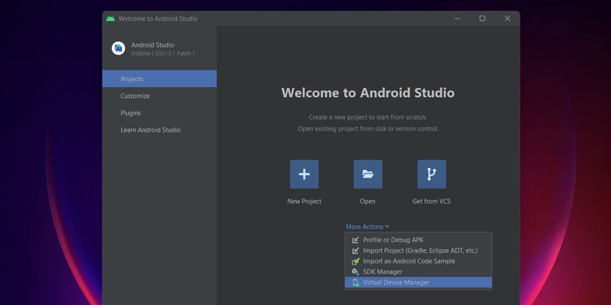 android studio more actions virtual device manager