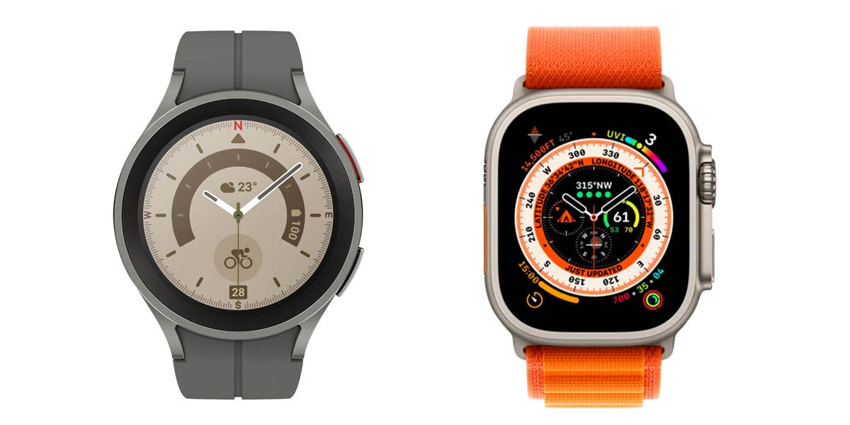 apple watch ultra vs samsung galaxy watch 5 pro comparativa diseño
