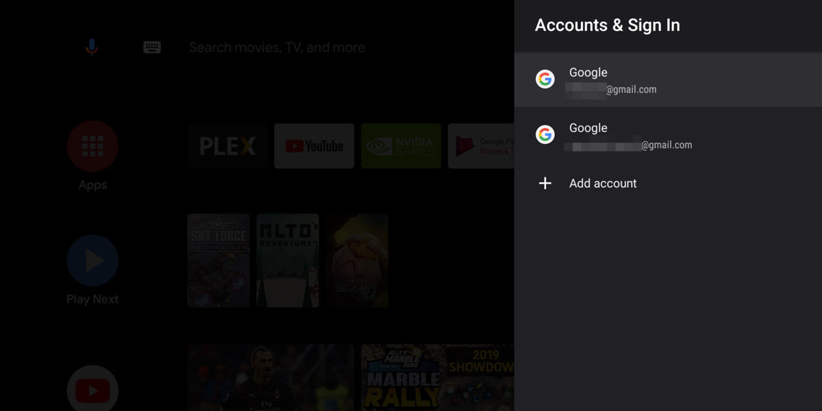 cambiar cuenta google android tv