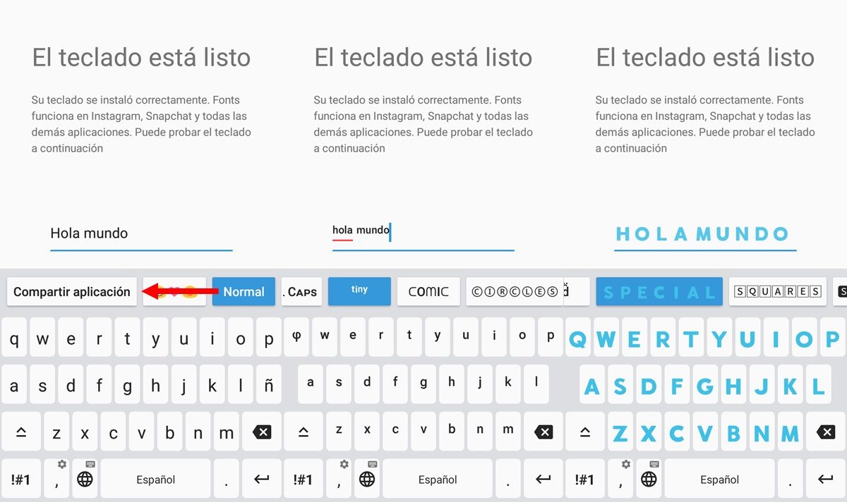 cambiar tipo de letra teclado fonts