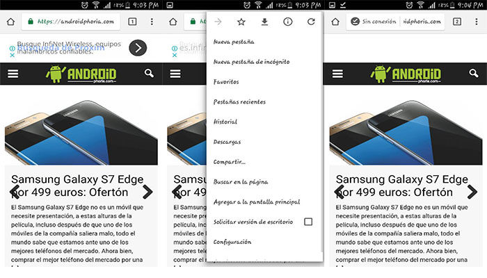 Cómo descargar páginas web en Chrome para Android