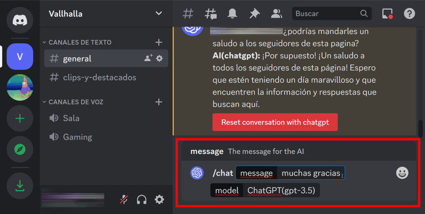 chat con chatGPT