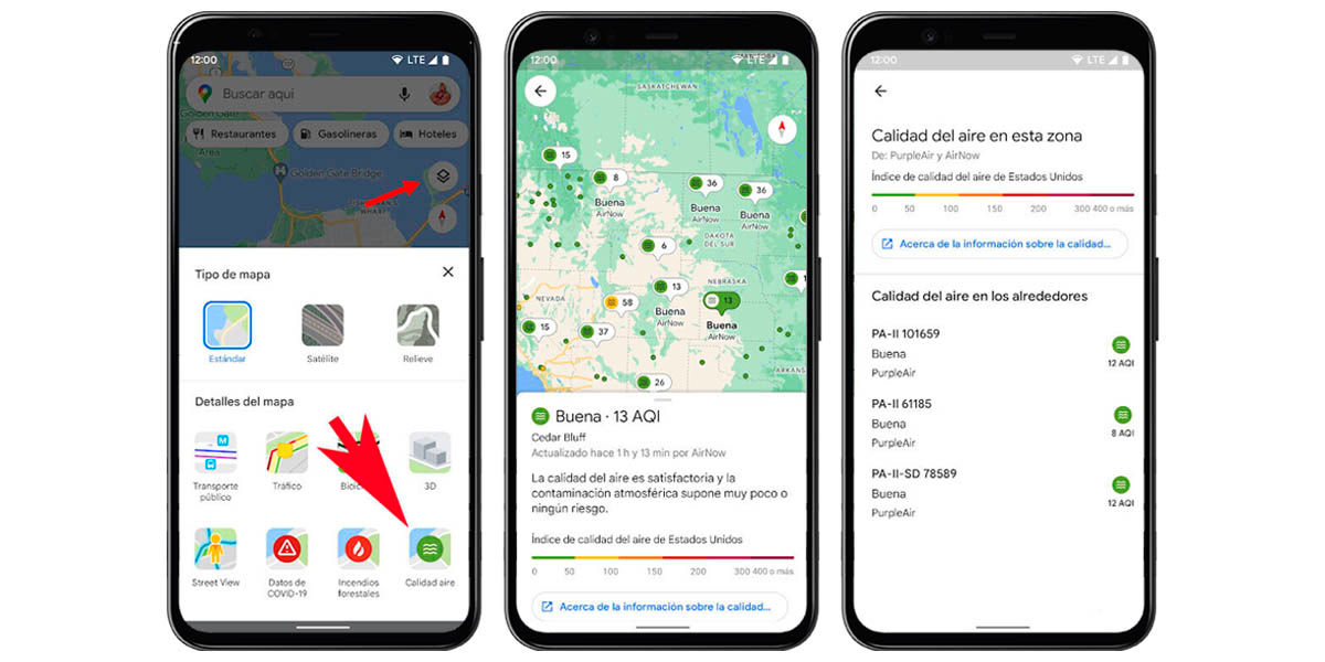 cómo activar calidad aire google maps android e ios
