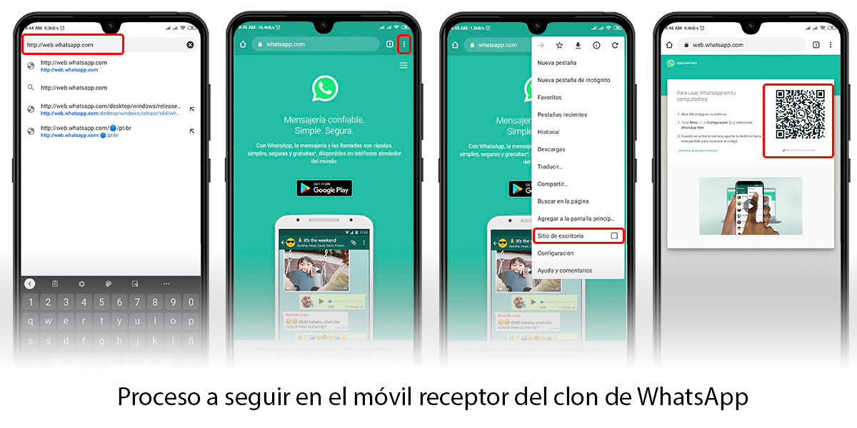 cómo clonar whatsapp sin aplicaciones extra (móvil receptor)