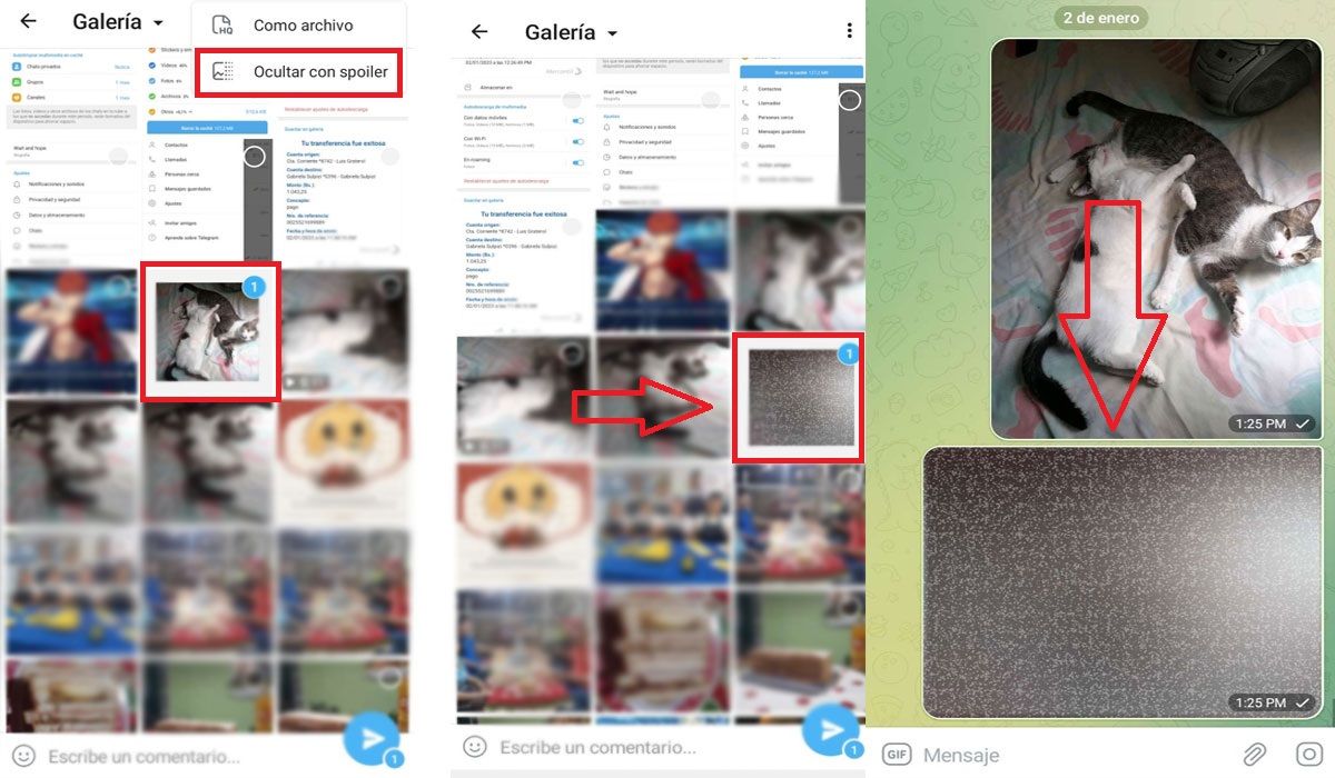 Cómo enviar una foto o vídeo con spoiler en Telegram, tutorial