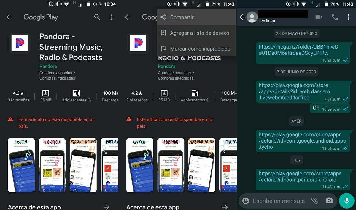 how to send a link to a google play store app to yourself