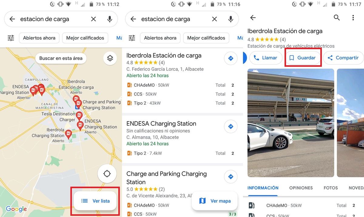 como guardar puntos de recarga de coches electricos en google maps