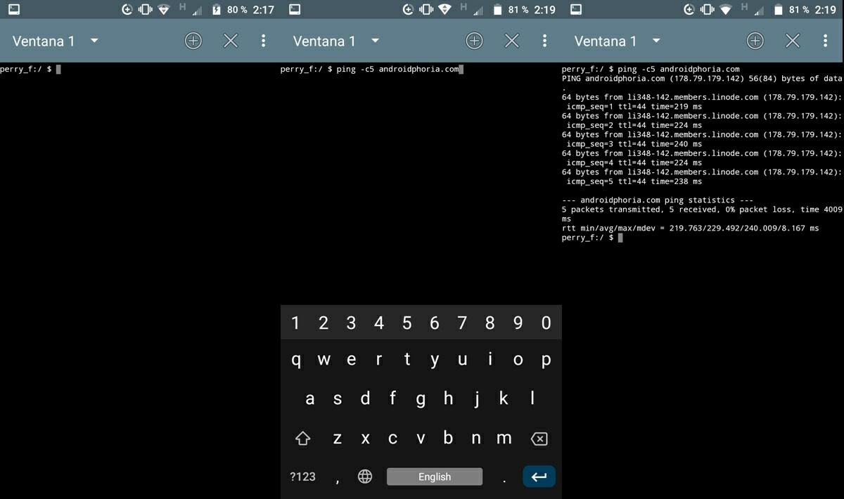 como hacer ping desde android